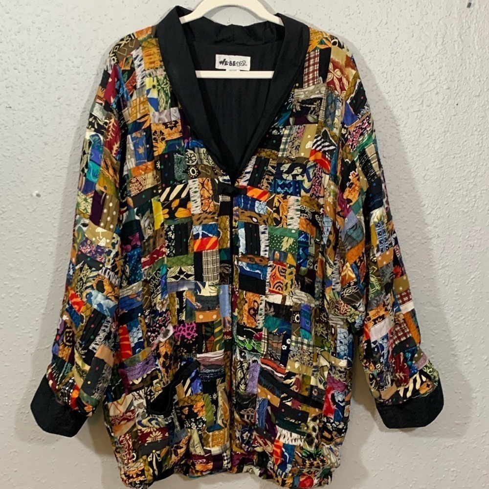 We Be Bop Patchwork Multicolor Vtg Lined Topper/J… - image 1